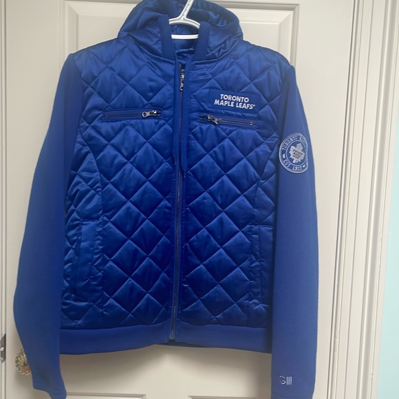Toronto Maple Leafs - GIII Jackets & Blazers - Toronto Maple Leafs sz L Large Quilted Navy Coat w Hood GIII by Carl Banks